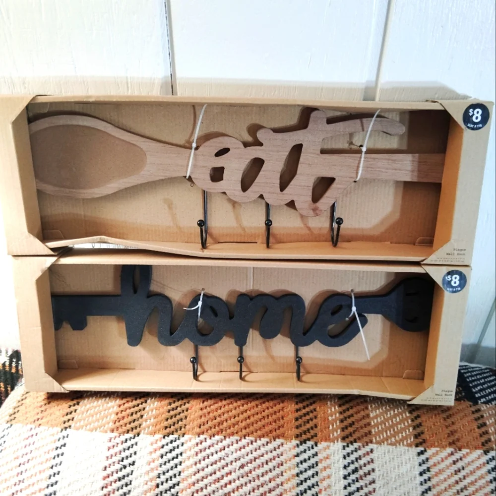 BUNDLE OF 2!! Wooden 'Eat' and 'Home' Wall Decor Set. NEW!!